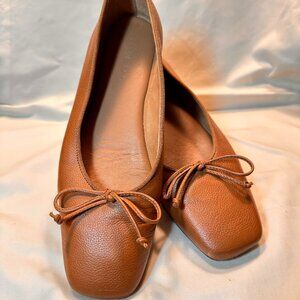M. Gemi The Danza Square Toe Ballet Flat, 38 EU, Camel